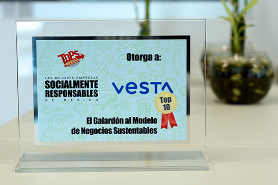 Reconocimiento al modelo de negocio sustentable de Vesta