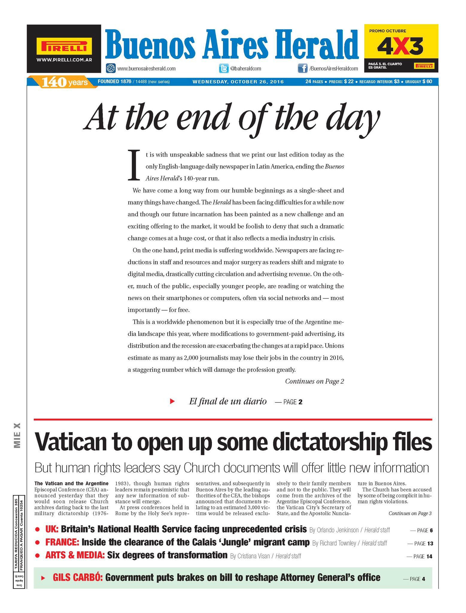 Dice adiós el único periódico en ingles de Latinoamérica Notas de prensa